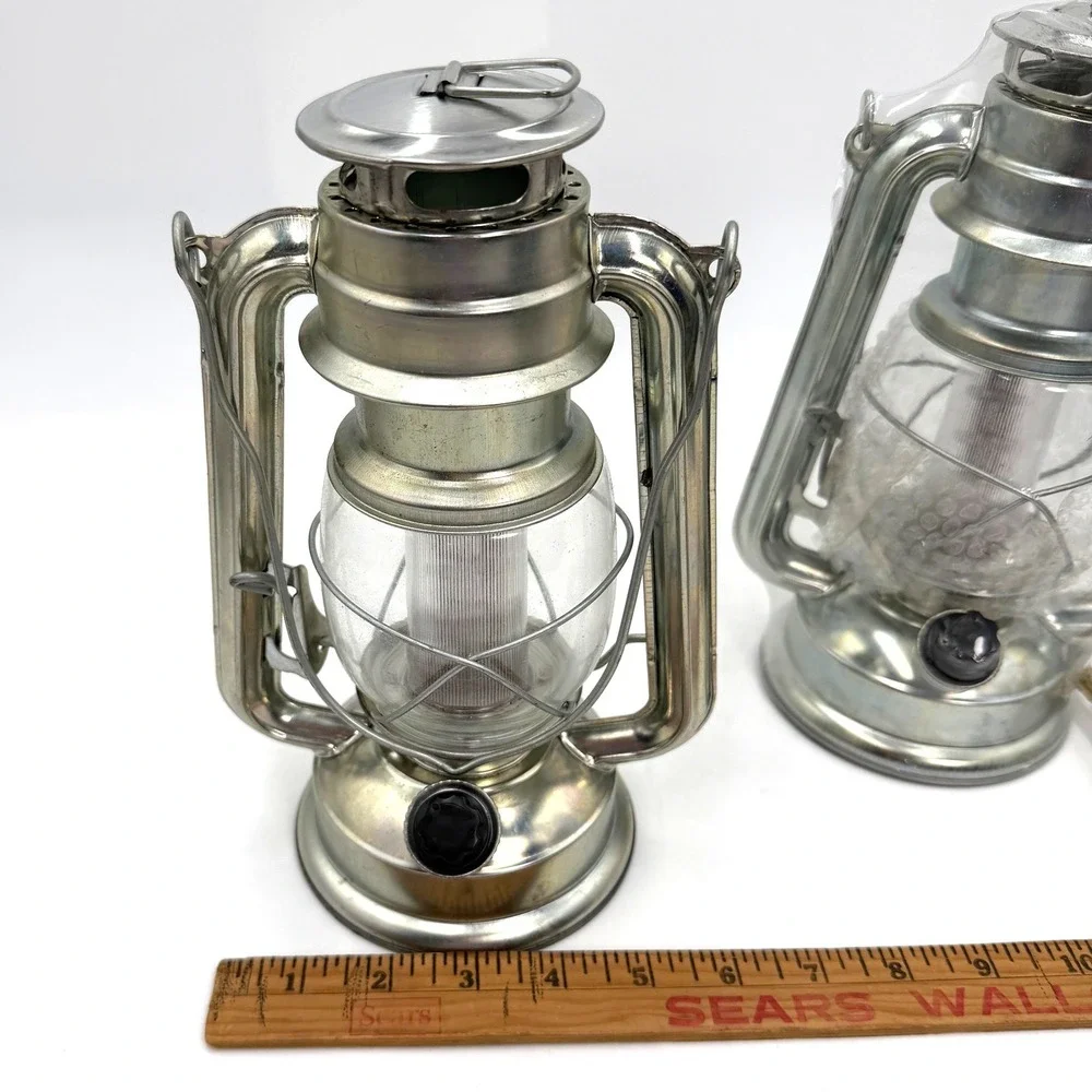 Vintage LED Lantern Set of 2 Silver Northpoint Home Collection